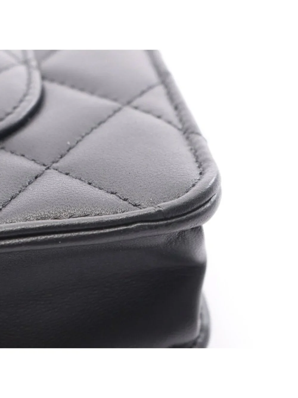 Chanel Shoulder Bag Quilted Icon Charm Black Lambskin Chain Wallet